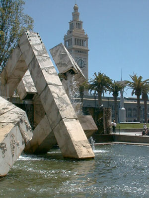 Net Players meet at Justin Herman Plaza's Music Concourse in SF, over the 5' high net, battling for the World Championships of Footbag